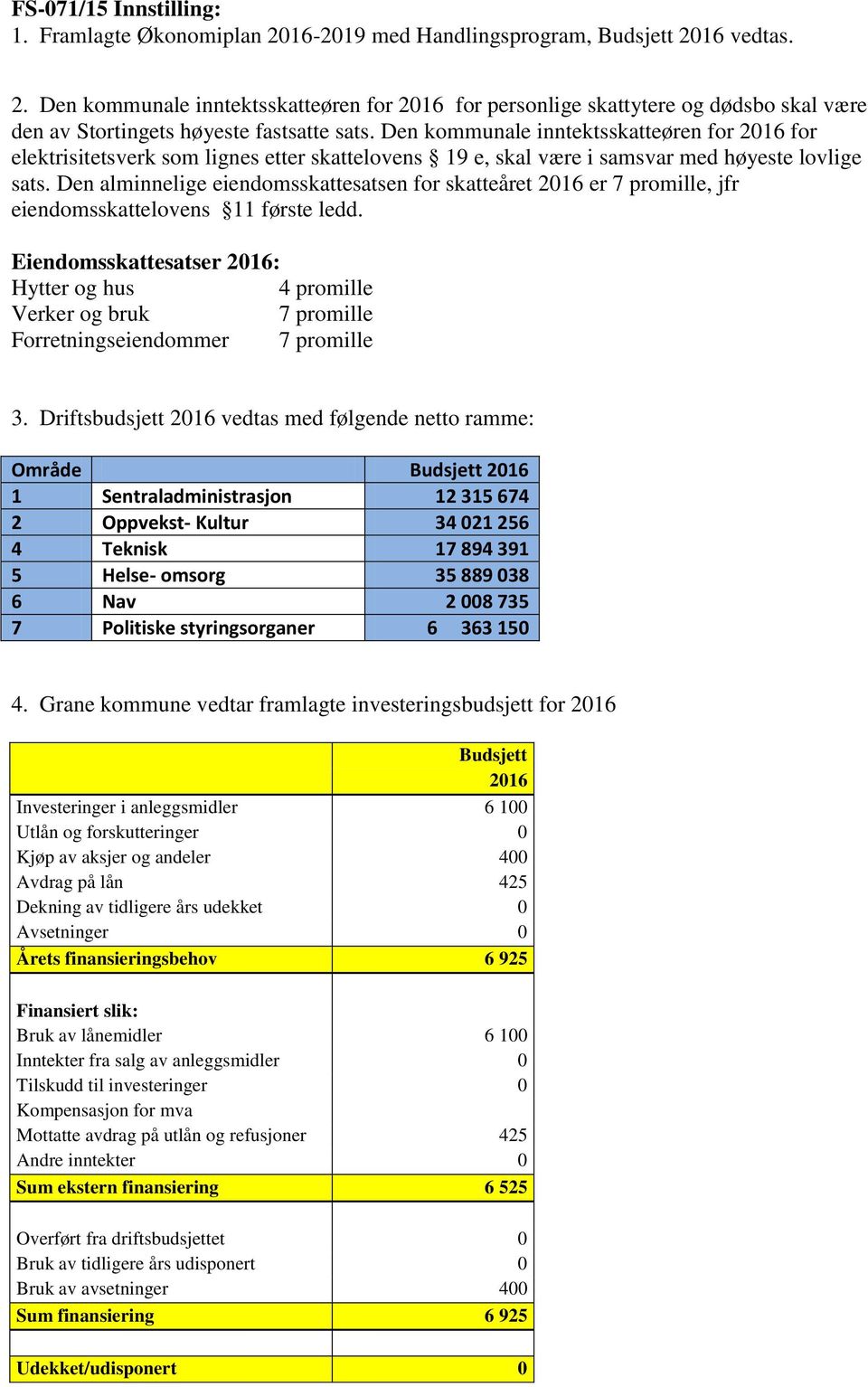 Den alminnelige eiendomsskattesatsen for skatteåret 2016 er 7 promille, jfr eiendomsskattelovens 11 første ledd.