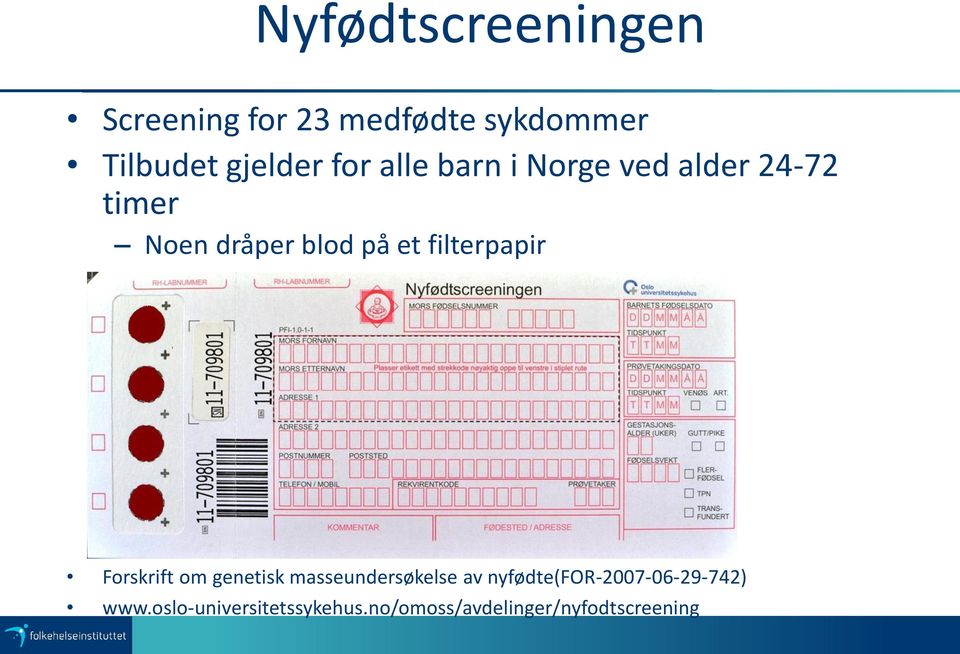 filterpapir Forskrift om genetisk masseundersøkelse av