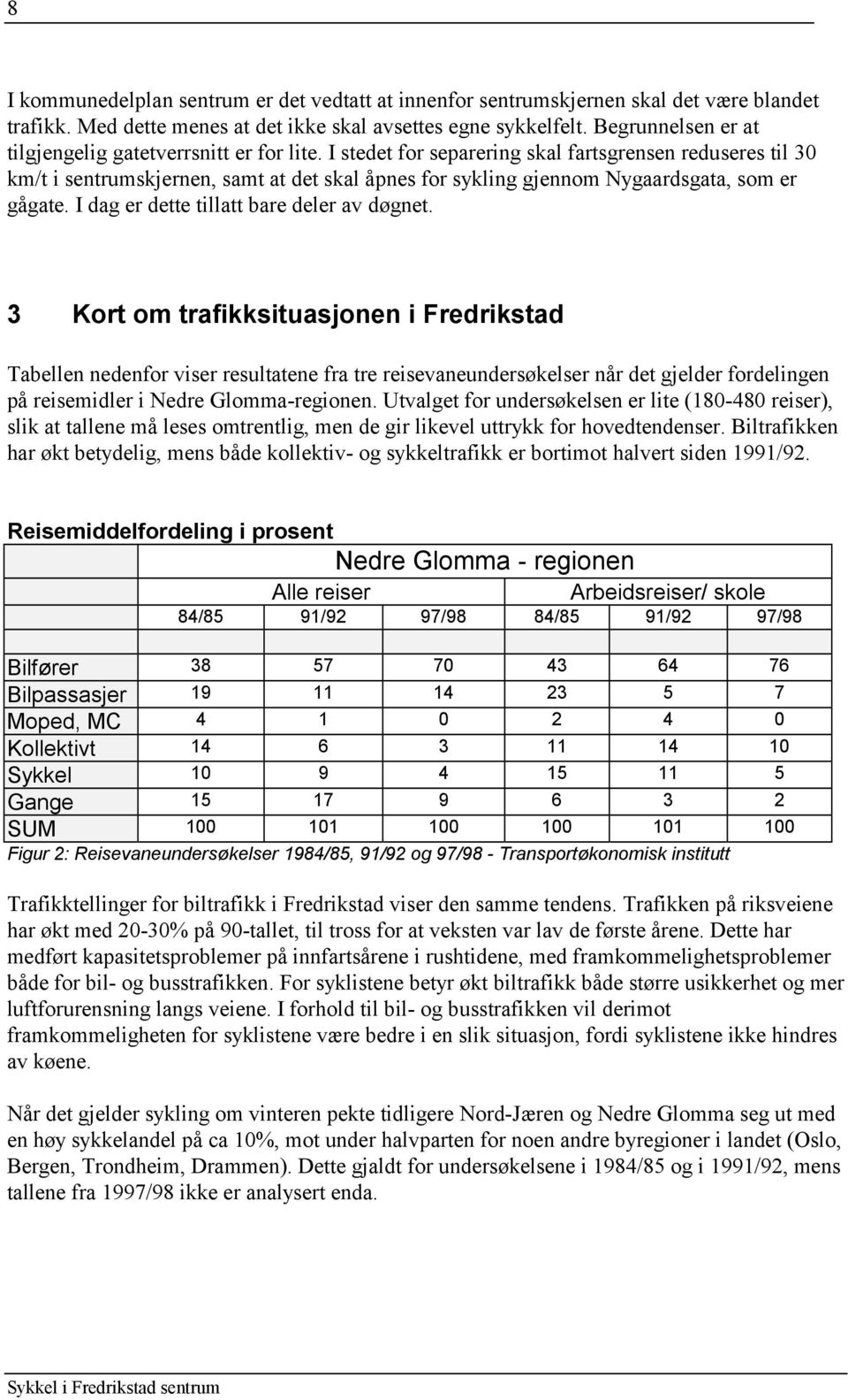 I stedet for separering skal fartsgrensen reduseres til 30 km/t i sentrumskjernen, samt at det skal åpnes for sykling gjennom Nygaardsgata, som er gågate. I dag er dette tillatt bare deler av døgnet.