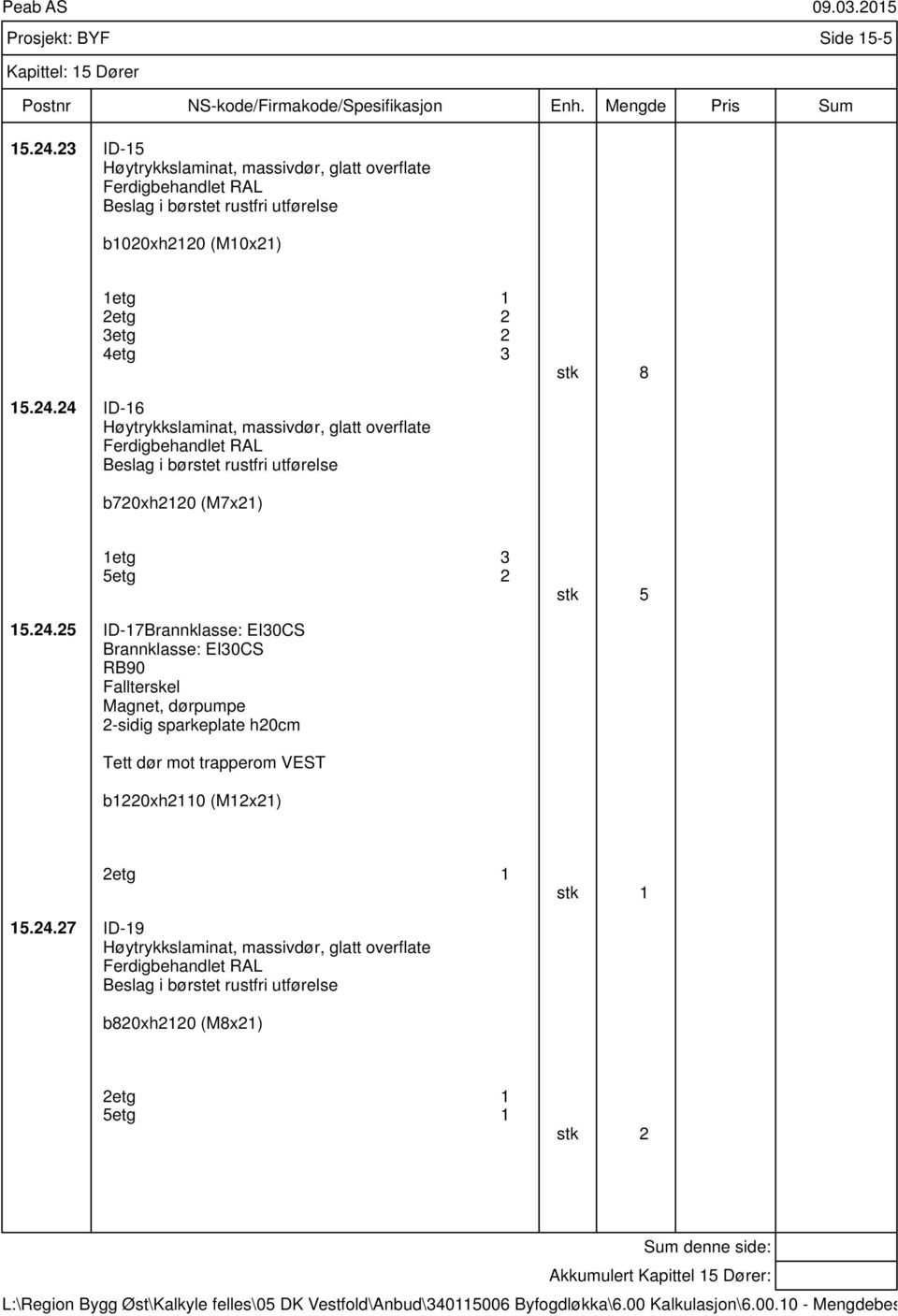 4 ID-6 b70xh0 (M7x) 3 stk 8 etg 5.4.5 ID-7 -sidig sparkeplate h0cm Tett dør mot trapperom VEST b0xh0 (Mx) 3 stk 5 5.