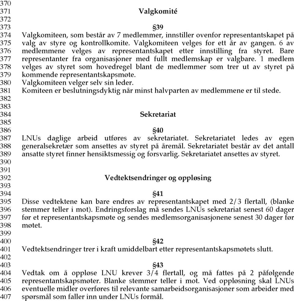 Bare representanter fra rganisasjner med fullt medlemskap er valgbare. 1 medlem velges av styret sm hvedregel blant de medlemmer sm trer ut av styret på kmmende representantskapsmøte.