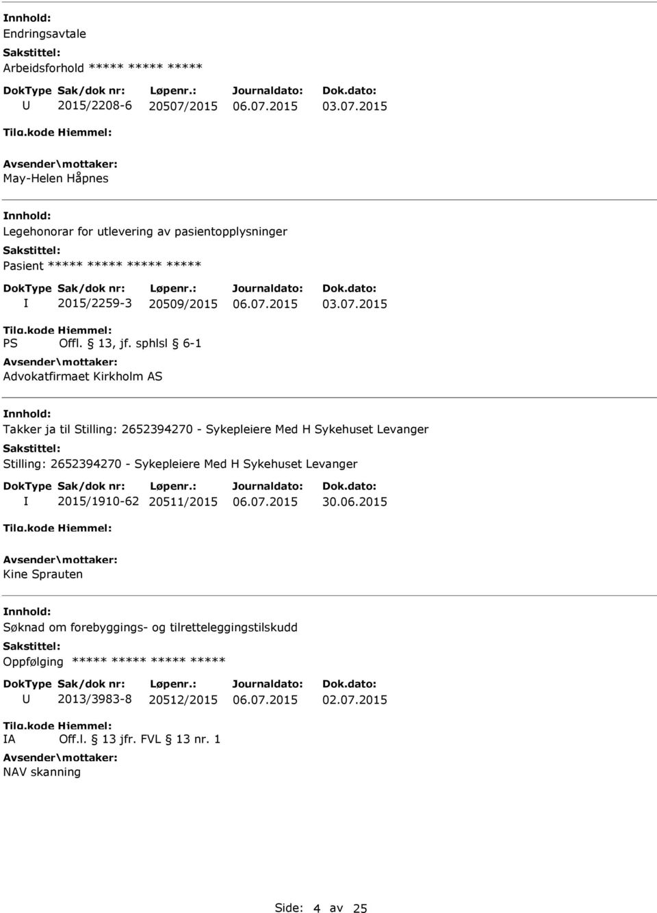 Sykehuset Levanger Stilling: 2652394270 - Sykepleiere Med H Sykehuset Levanger 2015/1910-62 20511/2015 30.06.