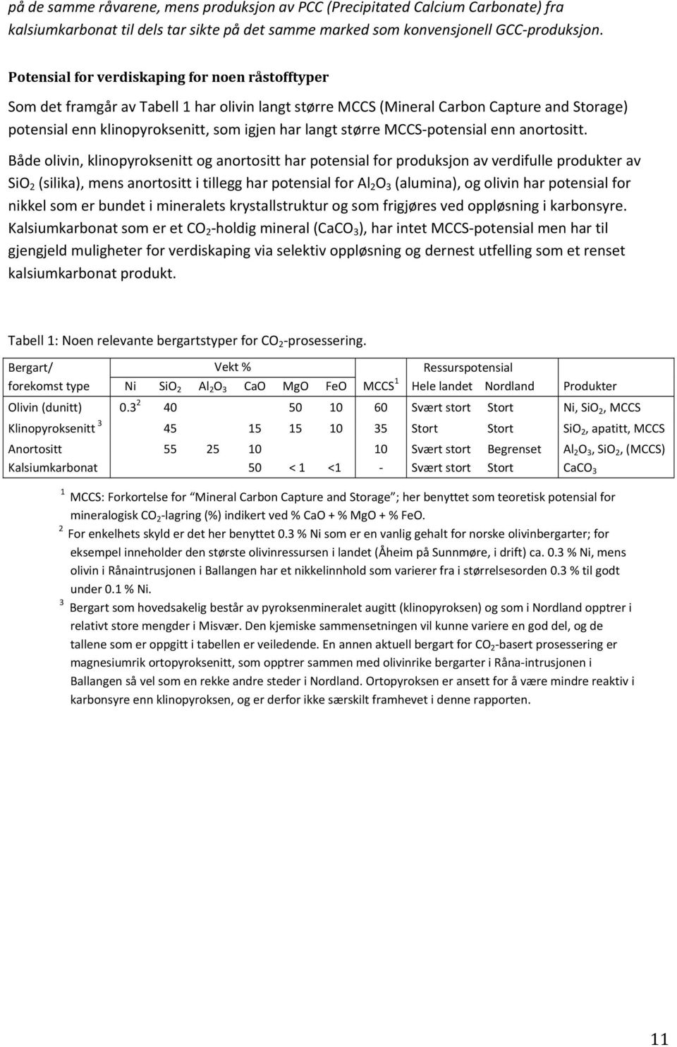 større MCCS potensial enn anortositt.