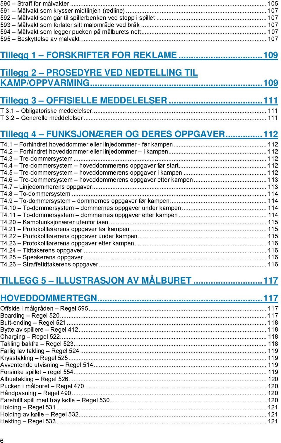 .. 109 Tillegg 3 OFFISIELLE MEDDELELSER... 111 T 3.1 Obligatoriske meddelelser... 111 T 3.2 Generelle meddelelser... 111 Tillegg 4 FUNKSJONÆRER OG DERES OPPGAVER... 112 T4.