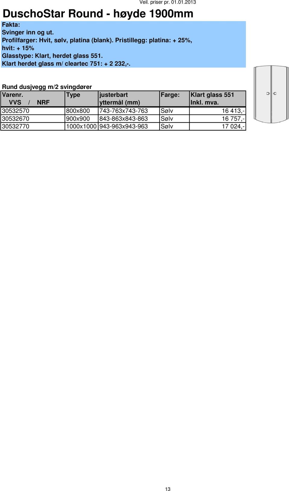 Klart herdet glass m/ cleartec 751: + 2 232,-.