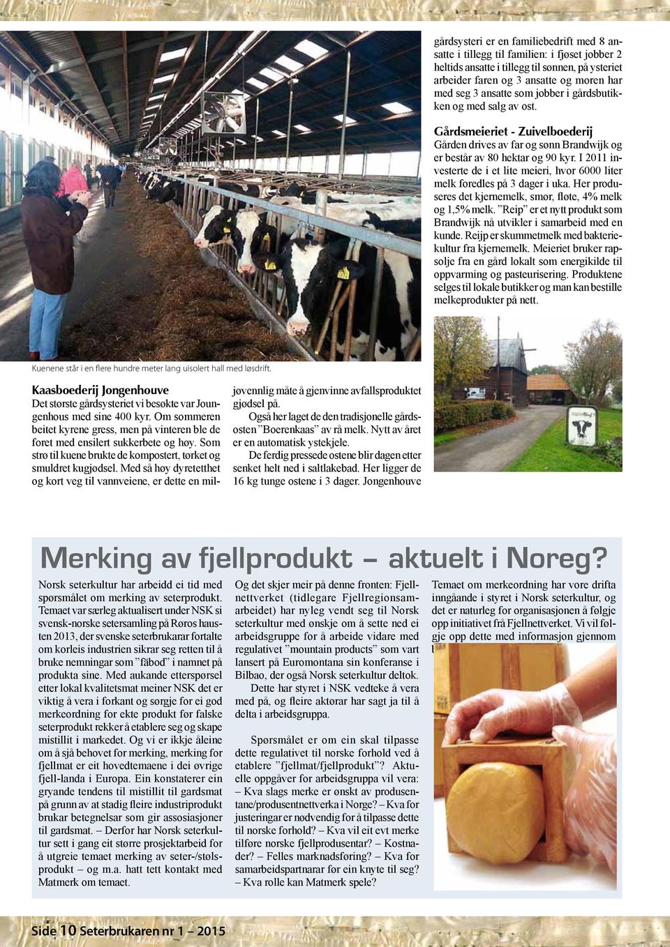 I 2011 investerte de i et lite meieri, hvor 6000 liter melk foredles på 3 dager i uka. Her produseres det kjernemelk, smør, fløte, 4% melk og 1,5% melk.