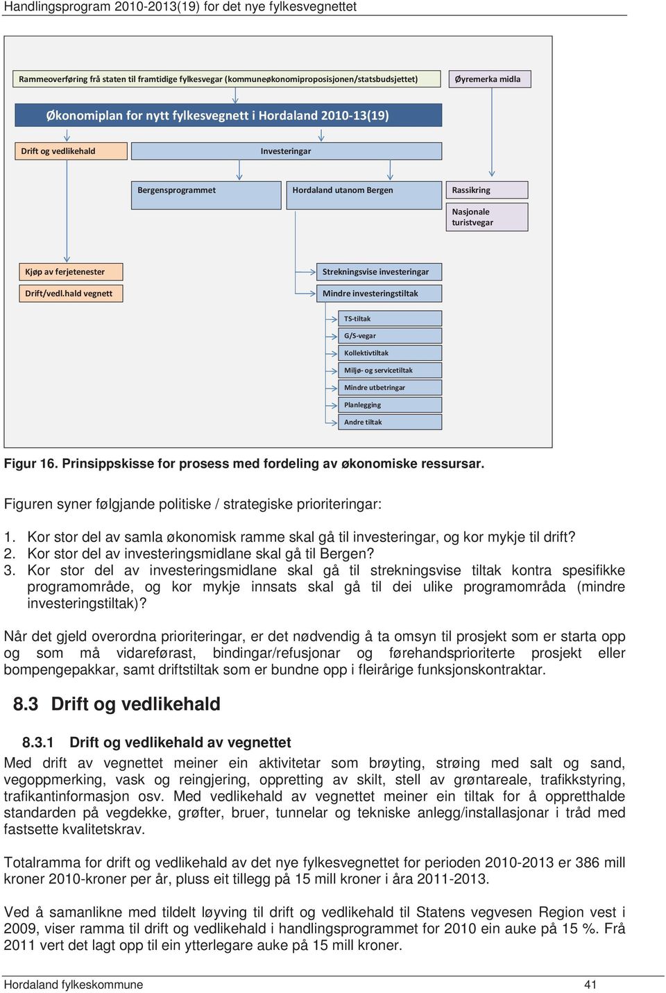 Kor stor del av investeringsmidlane skal gå til strekningsvise tiltak kontra spesifikke programområde, og kor mykje innsats skal gå til dei ulike programområda (mindre investeringstiltak)?