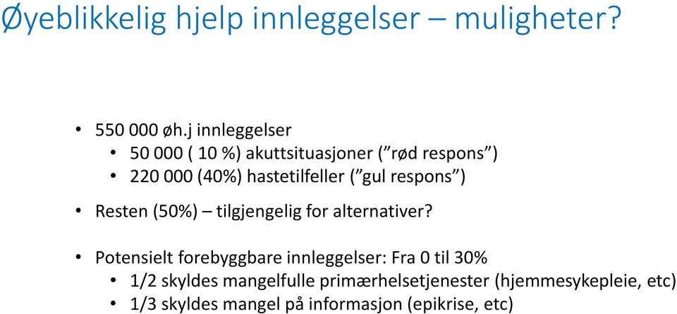 gul respons ) Resten (50%) tilgjengelig for alternativer?