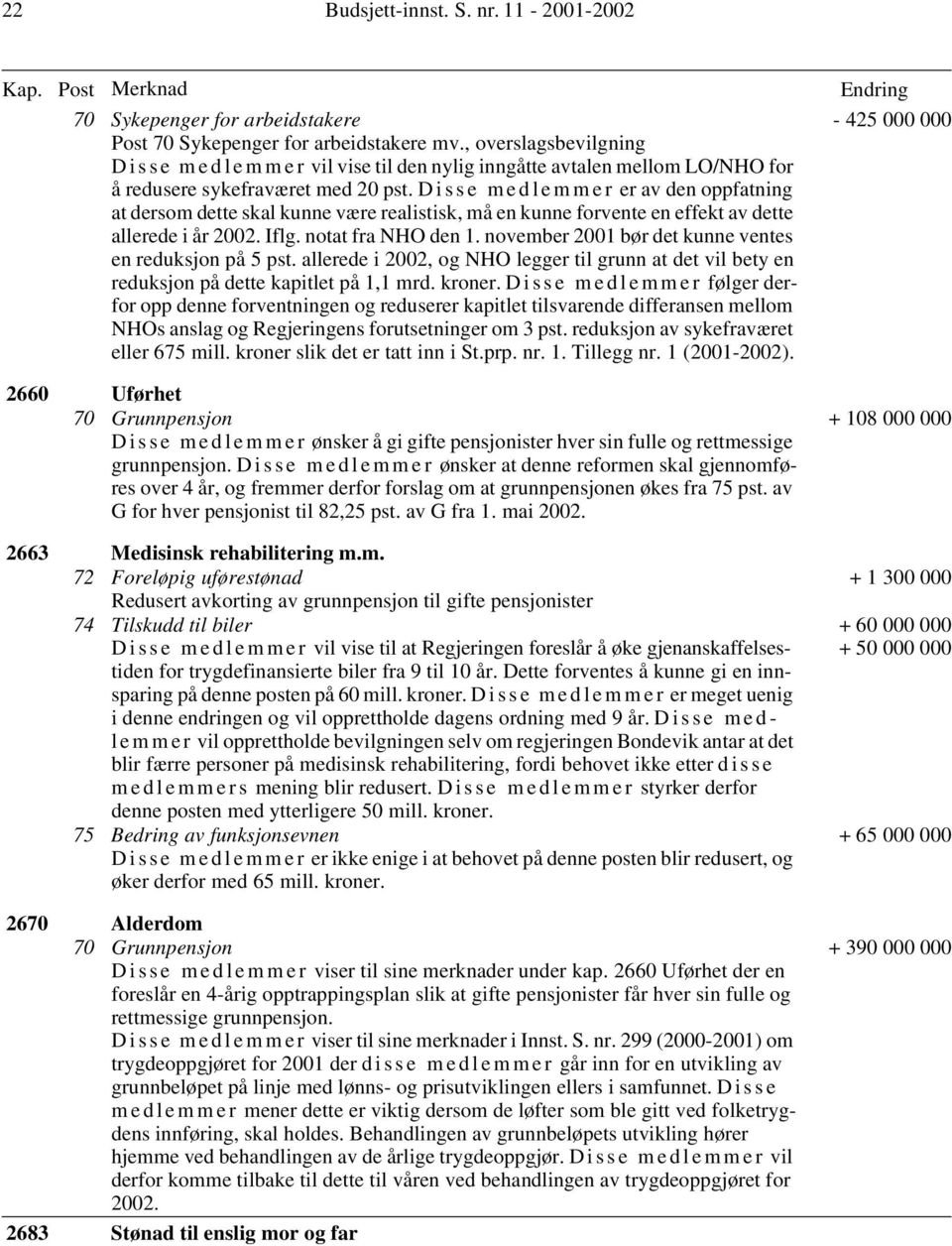 D i s s e m e d l e m m e r er av den oppfatning at dersom dette skal kunne være realistisk, må en kunne forvente en effekt av dette allerede i år 2002. Iflg. notat fra NHO den 1.