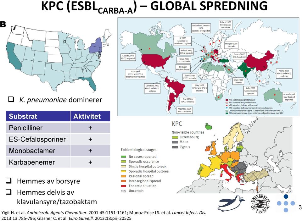 Karbapenemer + Hemmes av borsyre Hemmes delvis av klavulansyre/tazobaktam Yigit H. et al.