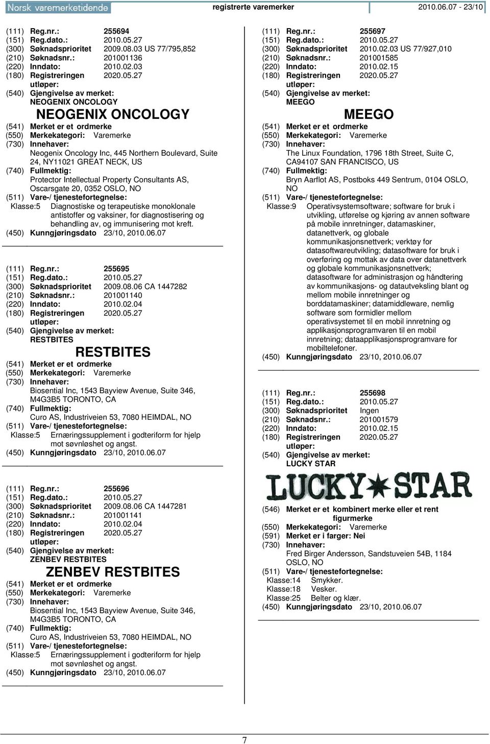 27 NEOGENIX ONCOLOGY NEOGENIX ONCOLOGY Neogenix Oncology Inc, 445 Northern Boulevard, Suite 24, NY11021 GREAT NECK, US Protector Intellectual Property Consultants AS, Oscarsgate 20, 0352 OSLO, NO