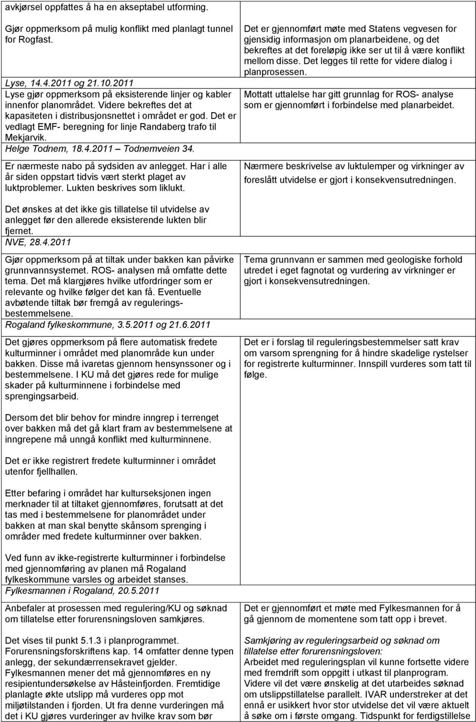 Det er vedlagt EMF- beregning for linje Randaberg trafo til Mekjarvik. Helge Todnem, 18.4.2011 Todnemveien 34. Er nærmeste nabo på sydsiden av anlegget.