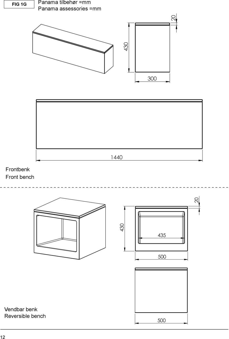 Frontbenk Front bench 20 430 435