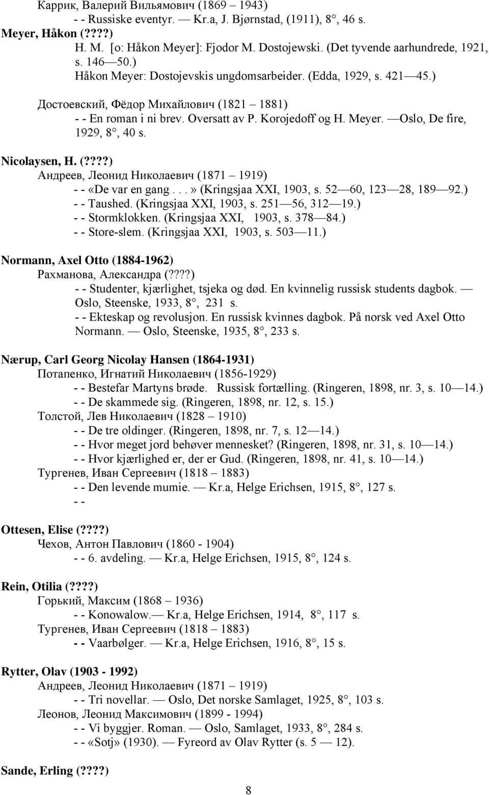 ..» (Kringsjaa XXI, 1903, s. 52 60, 123 28, 189 92.) - - Taushed. (Kringsjaa XXI, 1903, s. 251 56, 312 19.) - - Stormklokken. (Kringsjaa XXI, 1903, s. 378 84.) - - Store-slem. (Kringsjaa XXI, 1903, s. 503 11.