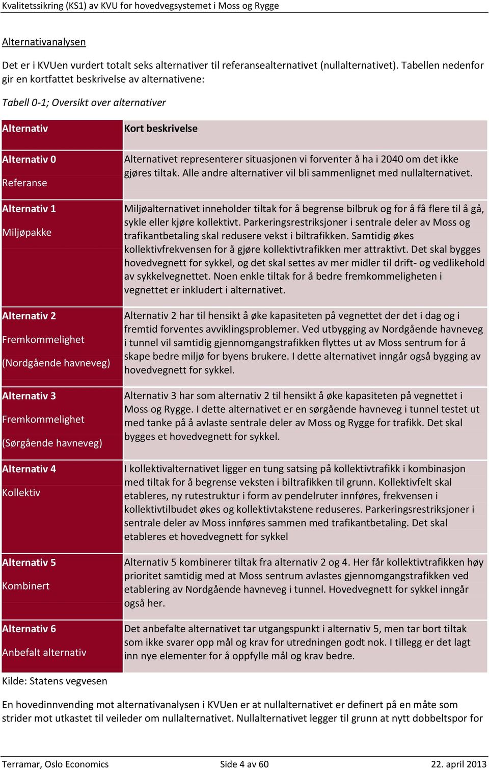 (Nordgående havneveg) Alternativ 3 Fremkommelighet (Sørgående havneveg) Alternativ 4 Kollektiv Alternativ 5 Kombinert Alternativ 6 Anbefalt alternativ Kort beskrivelse Alternativet representerer