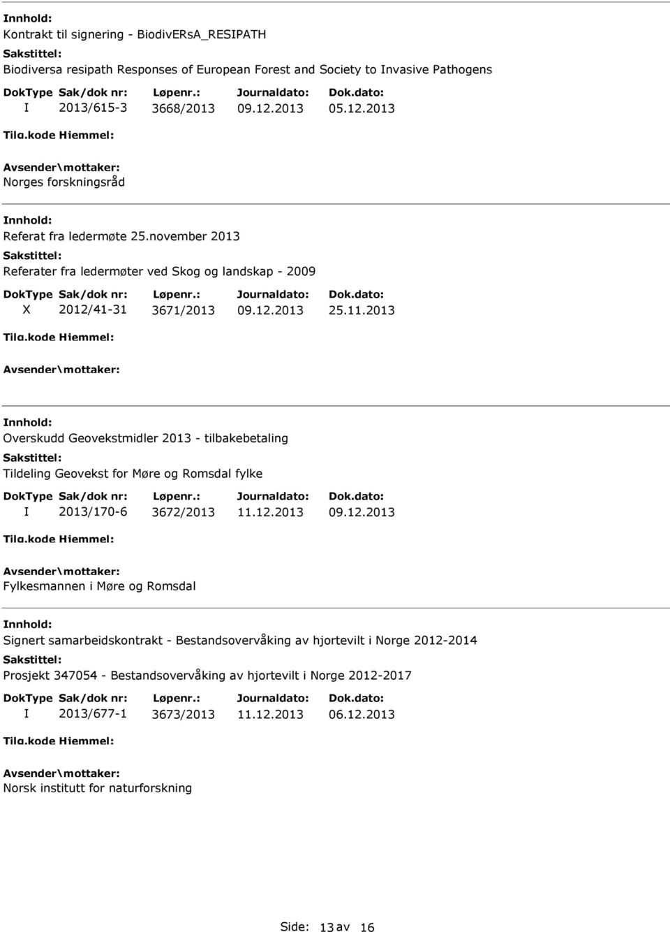 2013 Overskudd Geovekstmidler 2013 - tilbakebetaling Tildeling Geovekst for Møre og Romsdal fylke 2013/170-6 3672/2013 11.12.