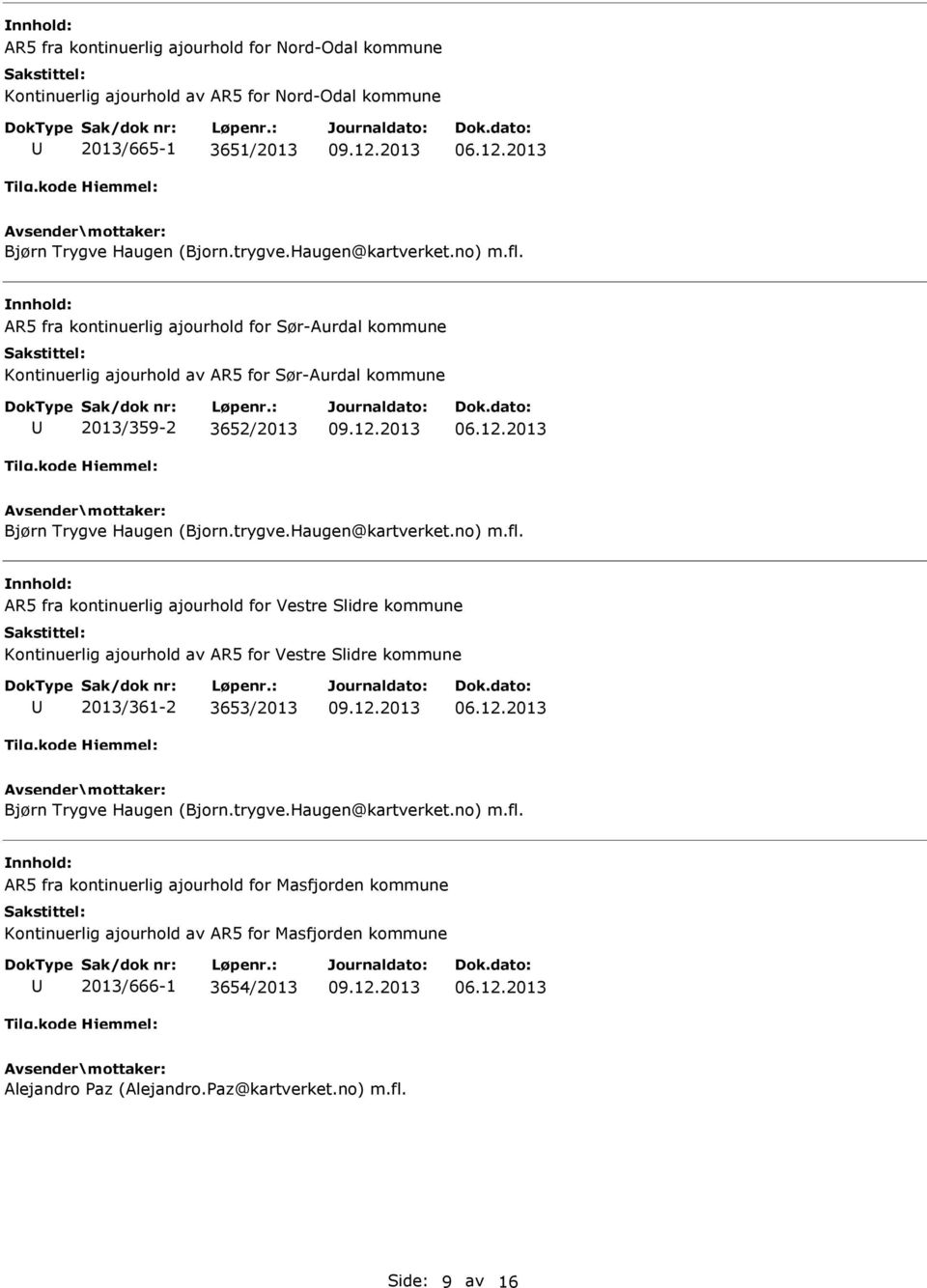 AR5 fra kontinuerlig ajourhold for Vestre Slidre kommune Kontinuerlig ajourhold av AR5 for Vestre Slidre kommune 2013/361-2 3653/2013 Bjørn Trygve Haugen (Bjorn.trygve.Haugen@kartverket.no) m.