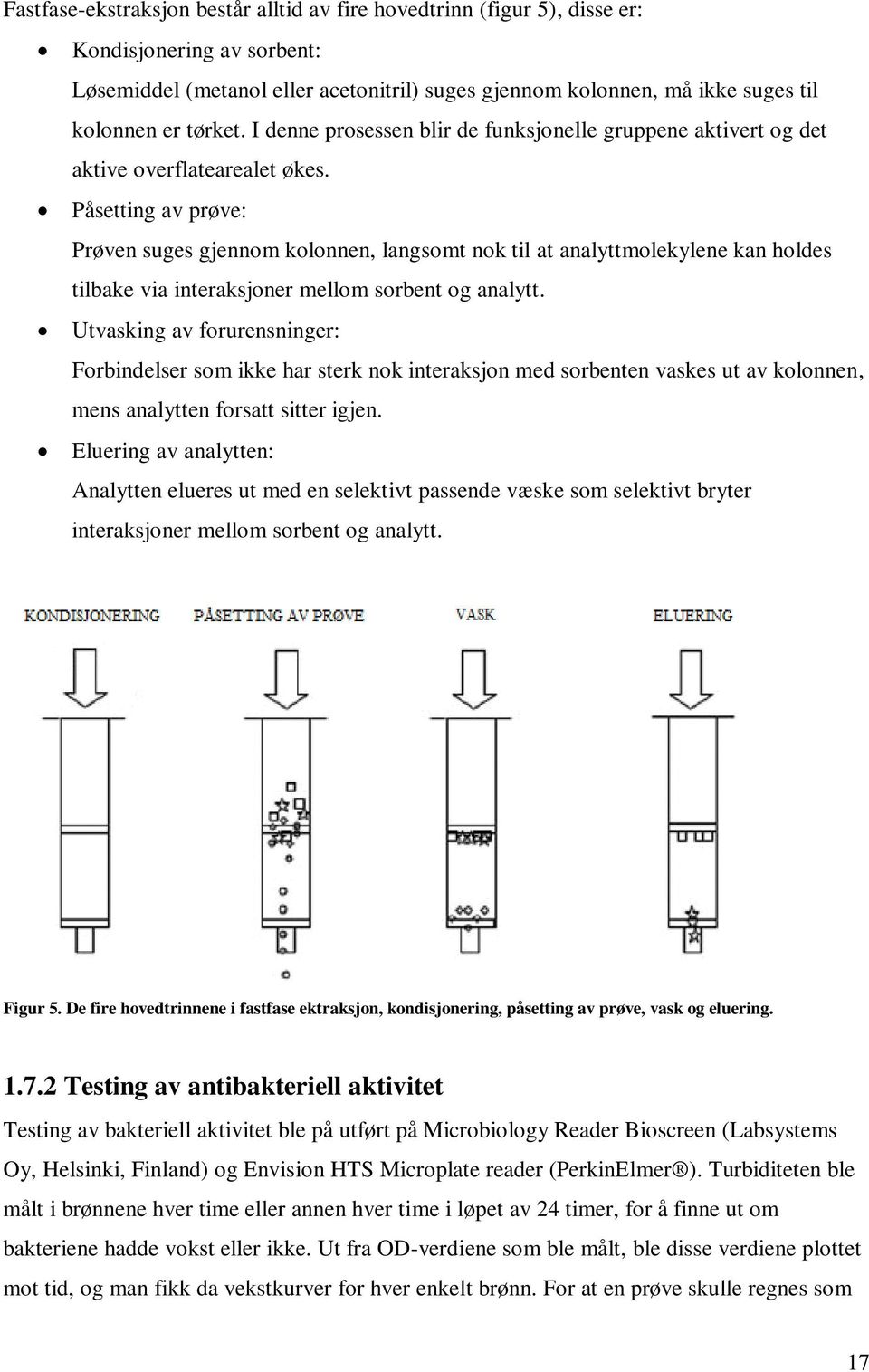 Påsetting av prøve: Prøven suges gjennom kolonnen, langsomt nok til at analyttmolekylene kan holdes tilbake via interaksjoner mellom sorbent og analytt.