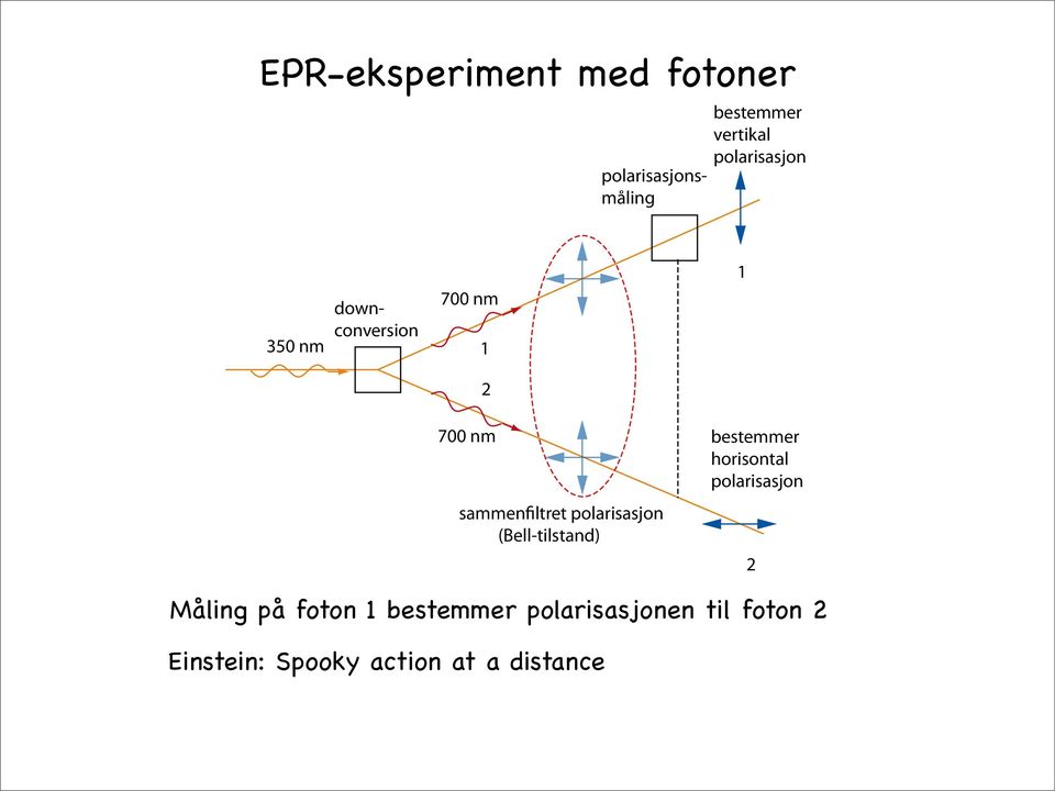 (Bell-tilstand) 1 bestemmer horisontal polarisasjon 2 Måling på foton 1