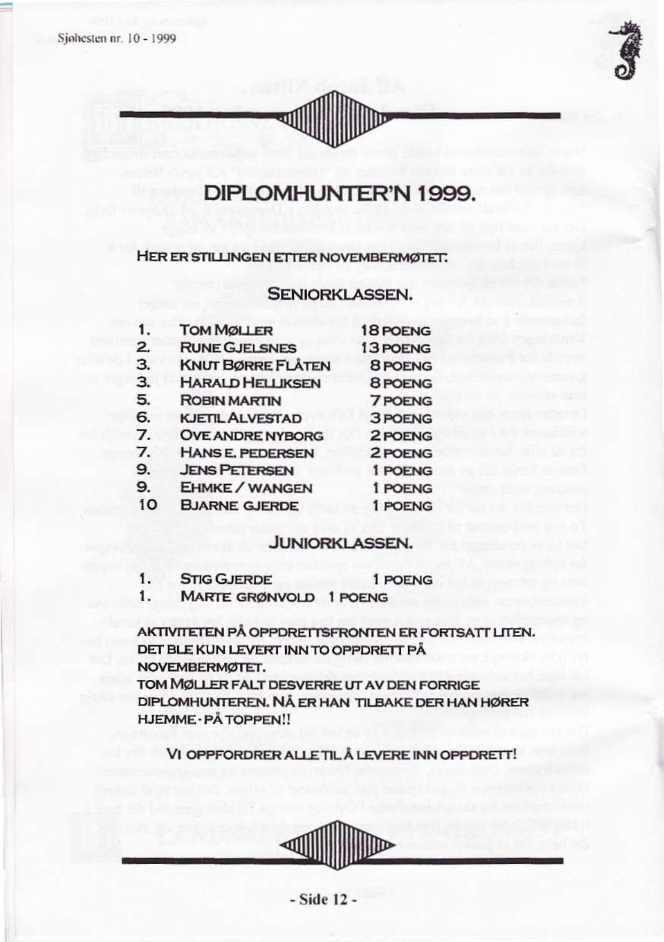 }I,AI{SE PEI'ERSEN 2FOENG 9. JEns FrEtERsEr I FoEr{c 9. EHMKE,/WANGEN I FoENG lo BJ FNE GJERoE t PoENG JuNtoF <r-assel.r. l. SflccJERDE I PoENG 1.