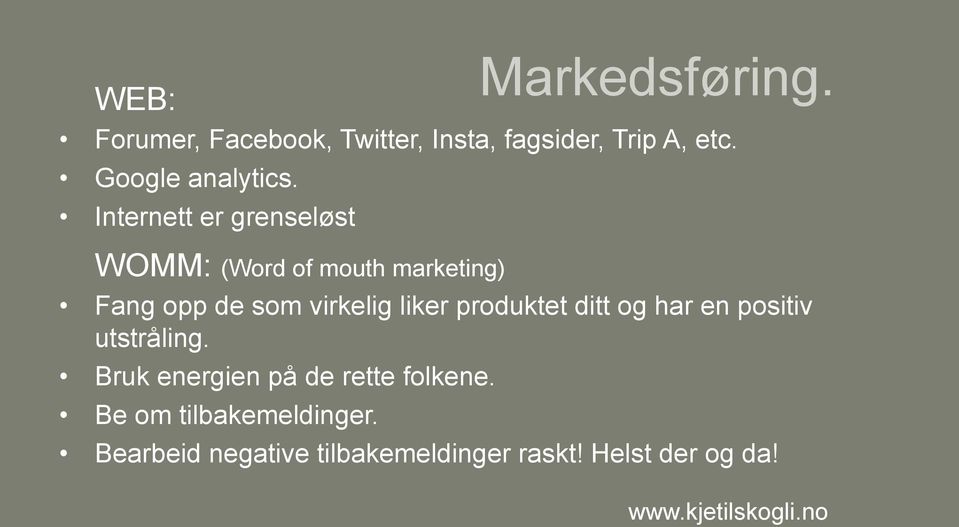 Internett er grenseløst WOMM: (Word of mouth marketing) Fang opp de som virkelig liker