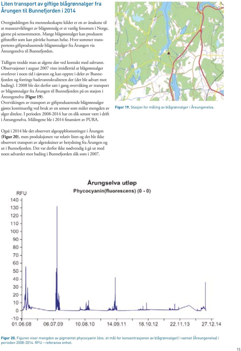 Hver sommer transporteres giftproduserende blågrønnalger fra Årungen via Åreungenelva til Bunnefjorden. Tidligere trodde man at algene dør ved kontakt med saltvann.