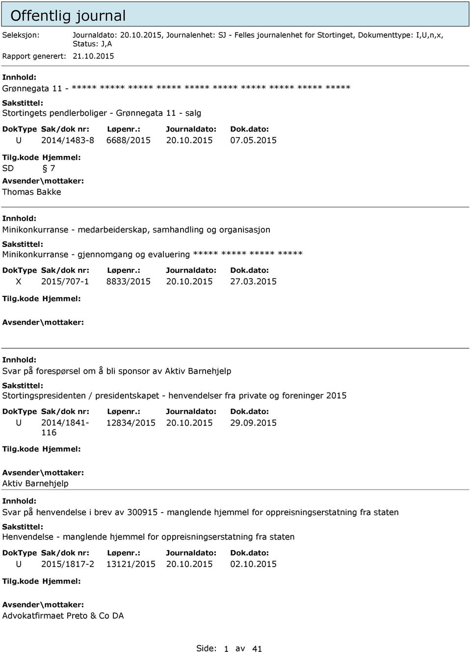 kode SD Hjemmel: 7 Thomas Bakke nnhold: Minikonkurranse - medarbeiderskap, samhandling og organisasjon Minikonkurranse - gjennomgang og evaluering ***** ***** ***** ***** X 2015/707-1 8833/2015 27.03.