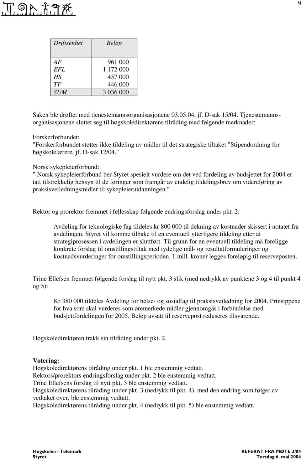 "Stipendordning for høgskolelærere, jf. D-sak 12/04.