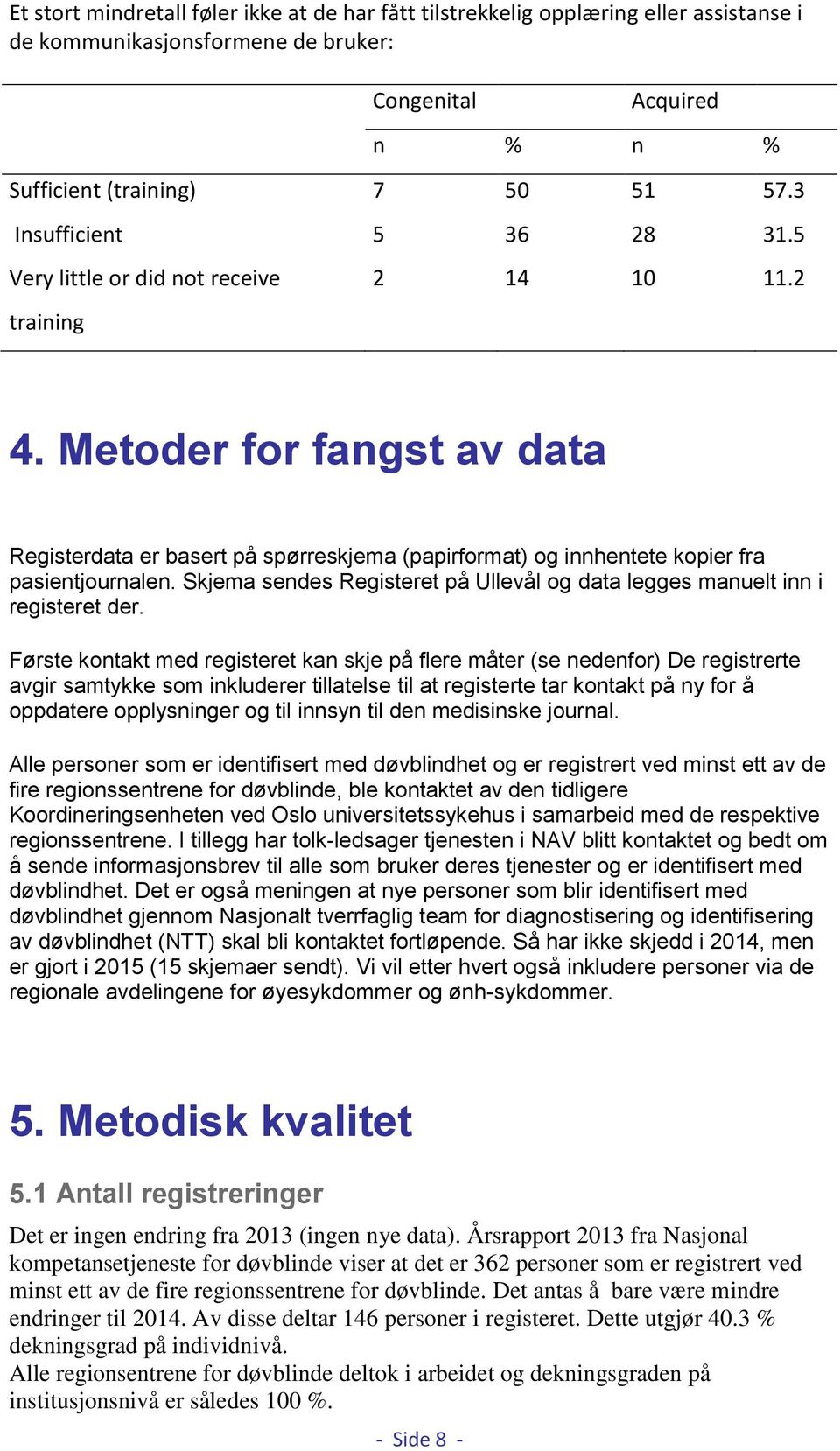 Metoder for fangst av data Registerdata er basert på spørreskjema (papirformat) og innhentete kopier fra pasientjournalen.