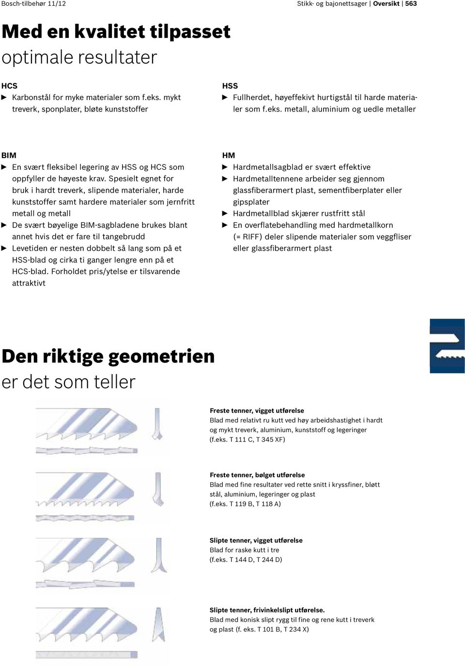 metall, aluminium og uedle metaller BIM n En svært fleksibel legering av HSS og HCS som oppfyller de høyeste krav.