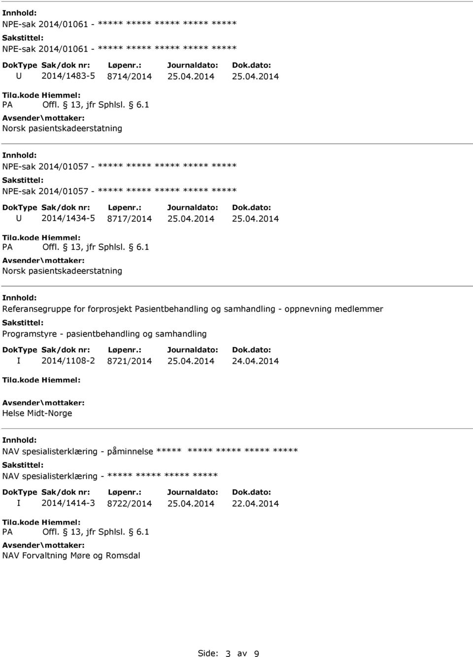 medlemmer Programstyre - pasientbehandling og samhandling 2014/1108-2 8721/2014 24.04.