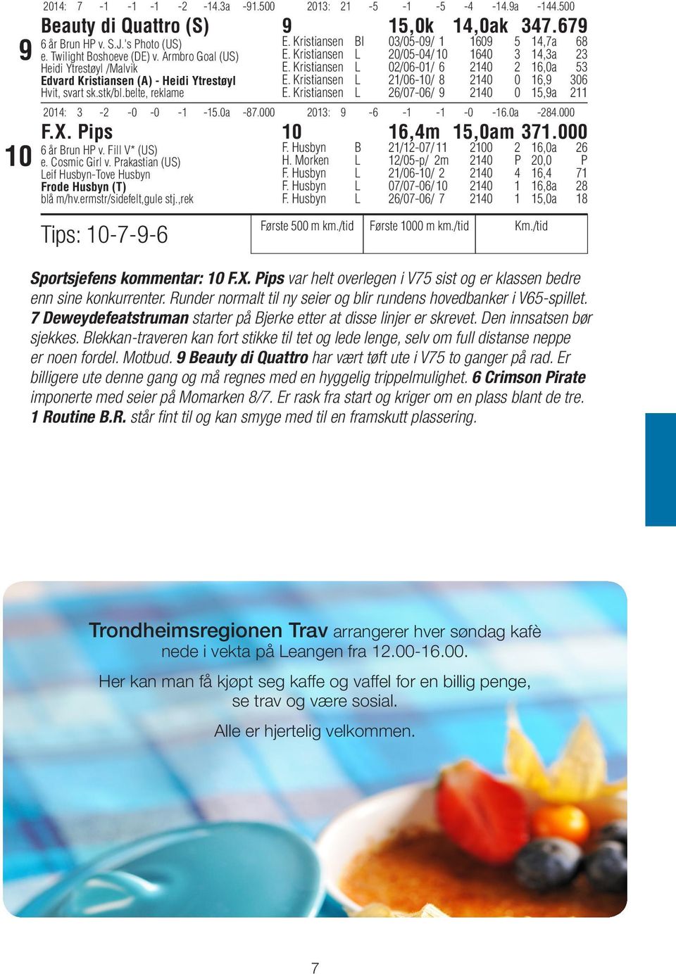 Kristiansen L 20/05-04/ 10 1640 3 14,3a 23 E. Kristiansen L 02/06-01/ 6 2140 2 16,0a 53 E. Kristiansen L 21/06-10/ 8 2140 0 16,9 306 E. Kristiansen L 26/07-06/ 9 2140 0 15,9a 211 2014: 3-2 -0-0 -1-15.