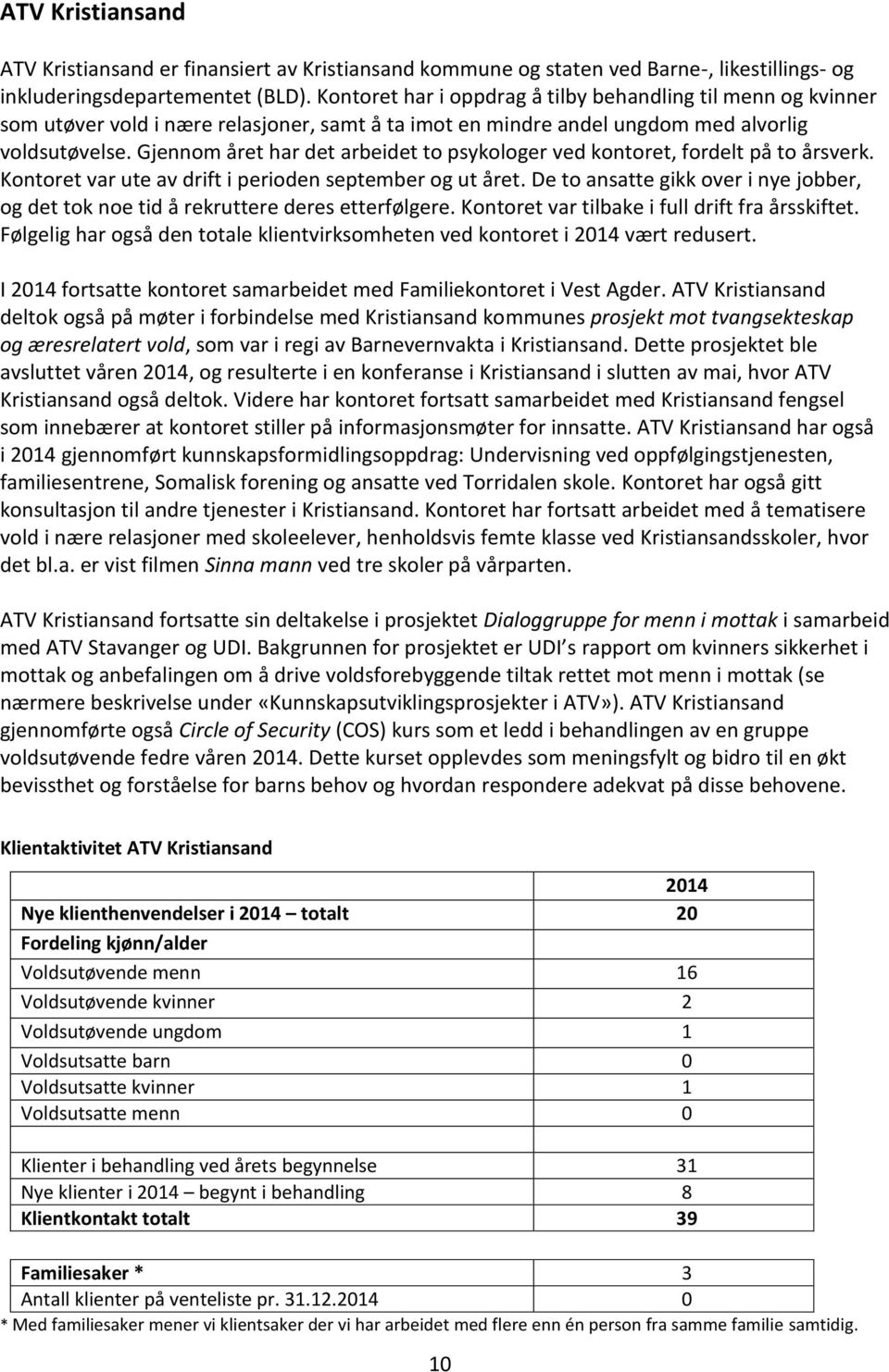 Gjennom året har det arbeidet to psykologer ved kontoret, fordelt på to årsverk. Kontoret var ute av drift i perioden september og ut året.