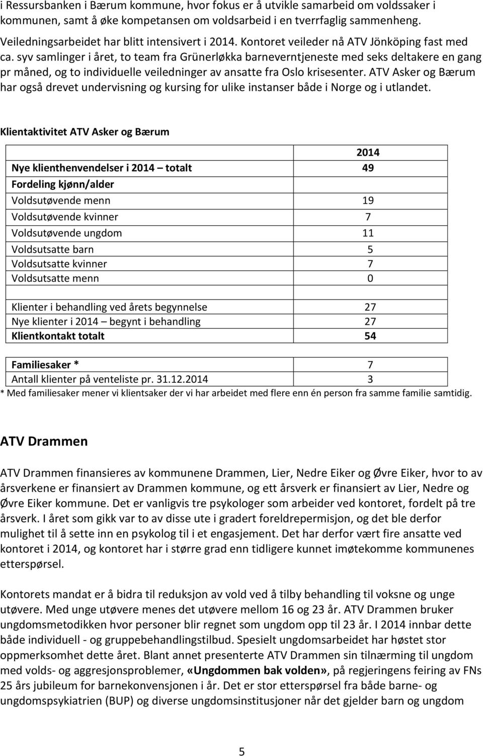 syv samlinger i året, to team fra Grünerløkka barneverntjeneste med seks deltakere en gang pr måned, og to individuelle veiledninger av ansatte fra Oslo krisesenter.