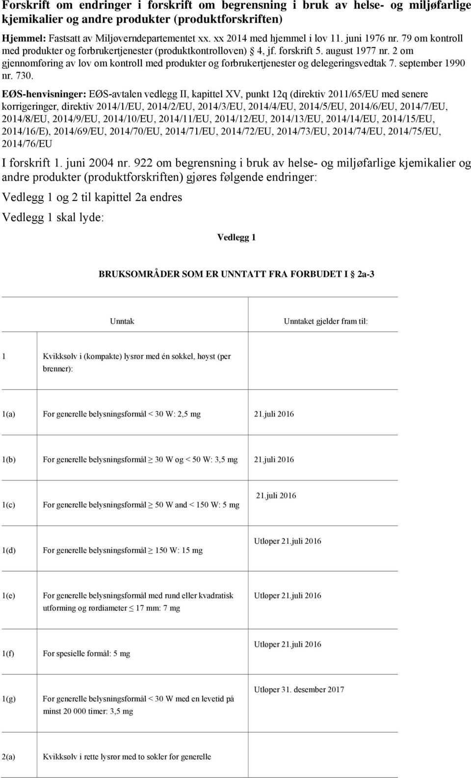 2 om gjennomføring av lov om kontroll med produkter og forbrukertjenester og delegeringsvedtak 7. september 1990 nr. 730.