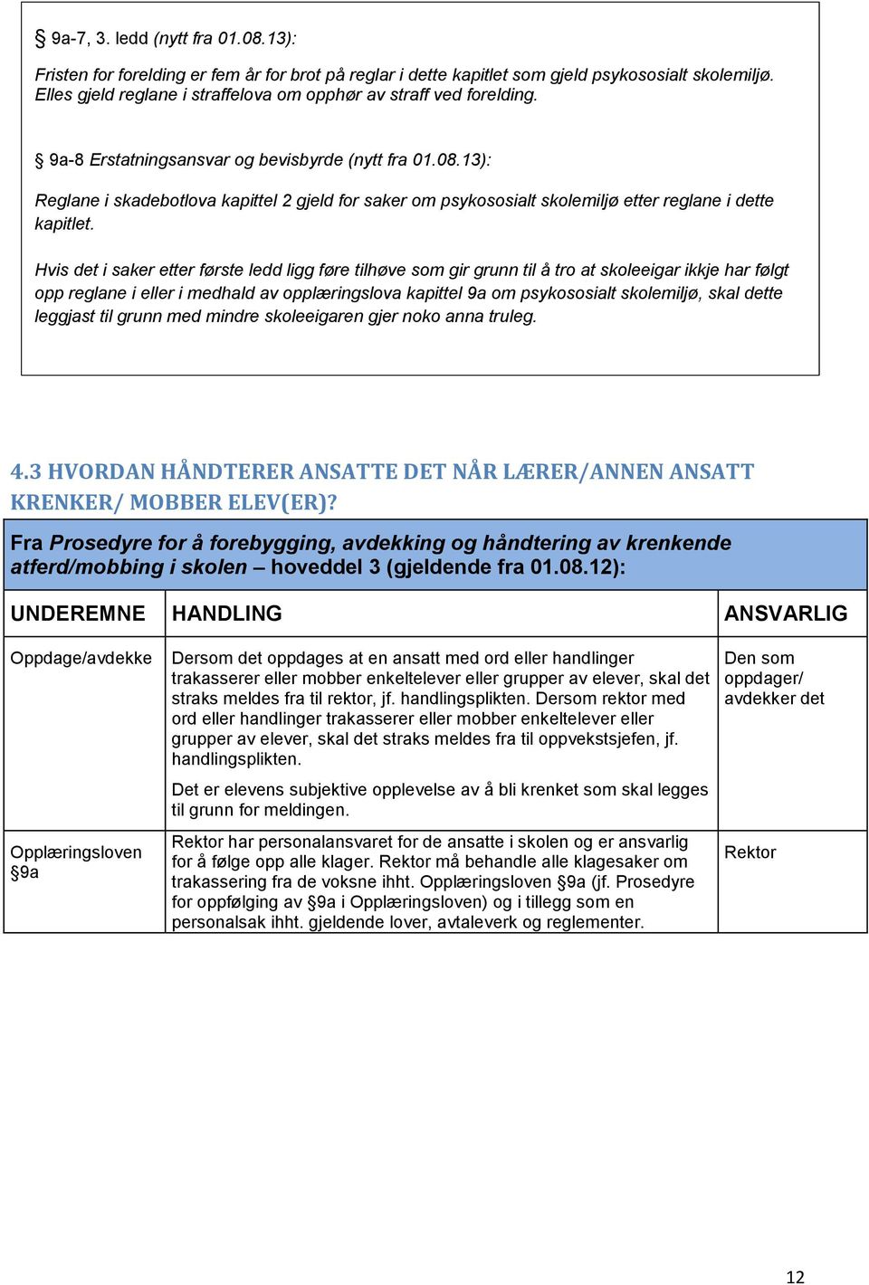 13): Reglane i skadebotlova kapittel 2 gjeld for saker om psykososialt skolemiljø etter reglane i dette kapitlet.