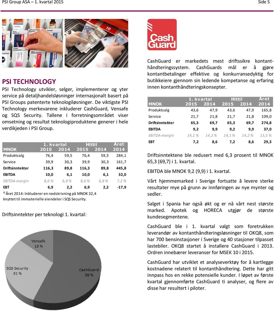 De viktigste PSI Technology merkevarene inkluderer CashGuard, Vensafe og SQS Security.