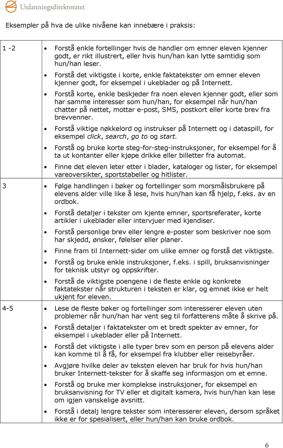 Forstå korte, enkle beskjeder fra noen eleven kjenner godt, eller som har samme interesser som hun/han, for eksempel når hun/han chatter på nettet, mottar e-post, SMS, postkort eller korte brev fra