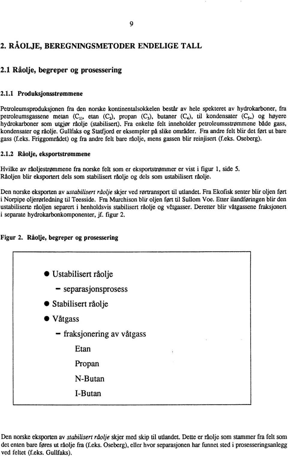 1 Produksjonsstrømmene Petroleumsproduksjonen fra den norske kontinentalsokkelen består av hele spekteret av hydrokarboner, fra petroleumsgassene metan (Co, etan (C), propan (C3), butaner (C4), til