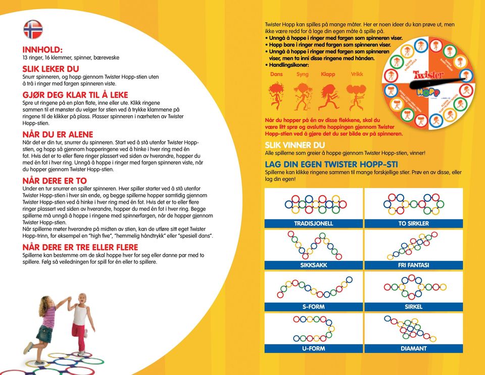 Plasser spinneren i nærheten av Twister Hopp-stien. NÅR DU ER ALENE Når det er din tur, snurrer du spinneren.