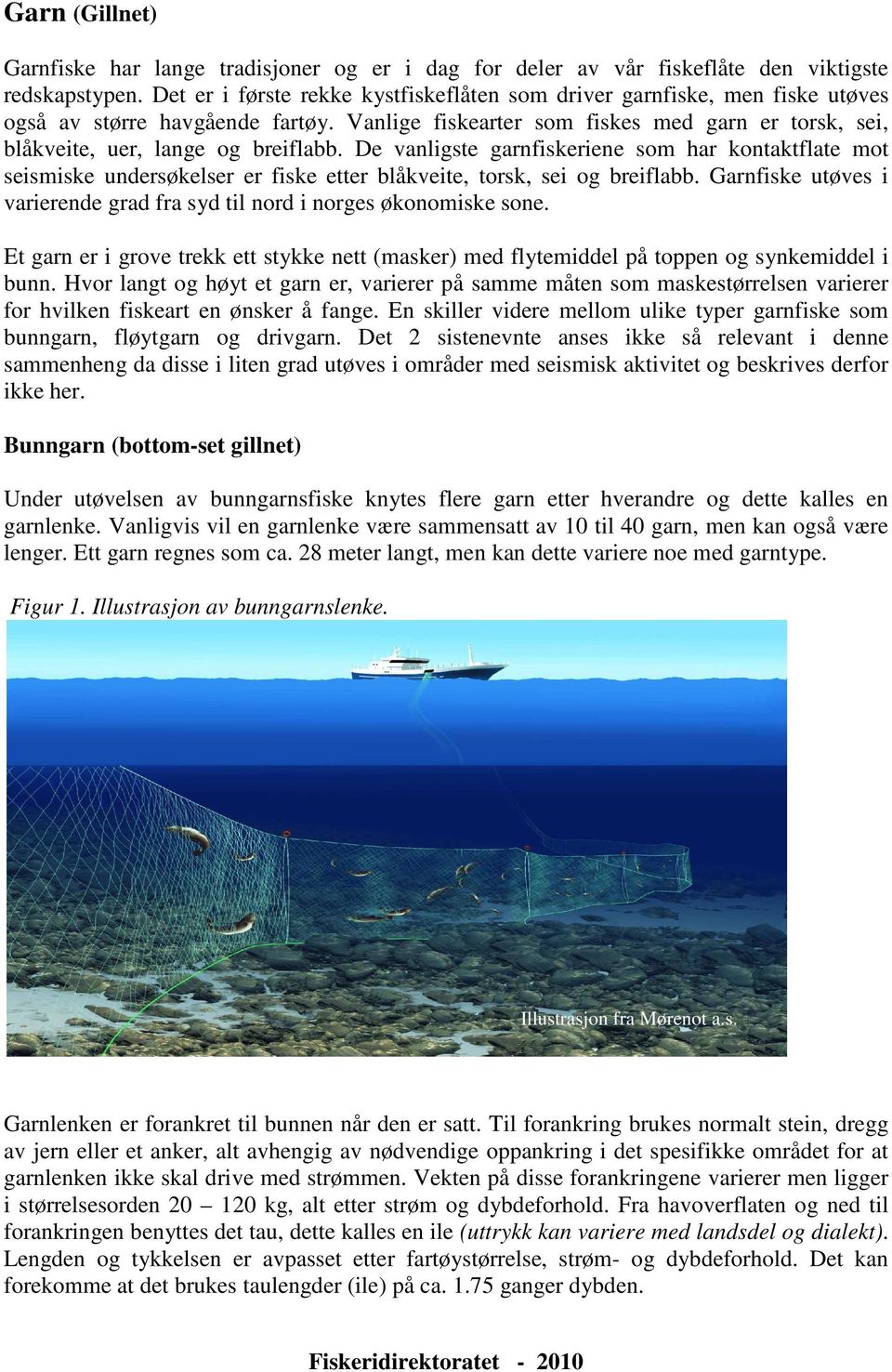 De vanligste garnfiskeriene som har kontaktflate mot seismiske undersøkelser er fiske etter blåkveite, torsk, sei og breiflabb.