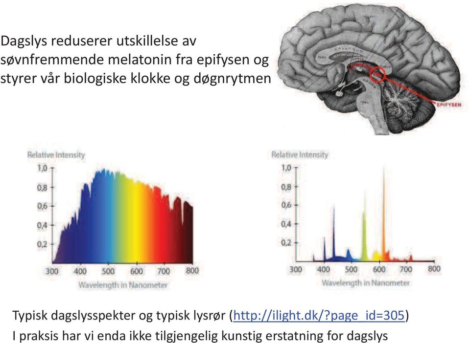 dagslysspekter og typisk lysrør (http://ilight.dk/?