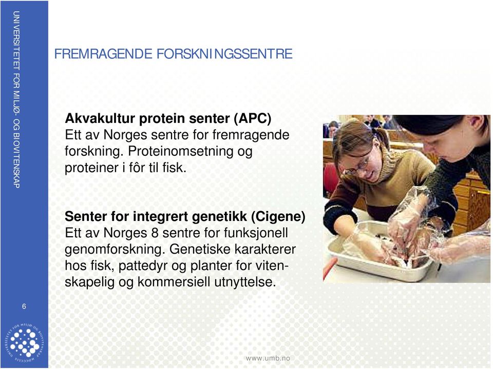 Senter for integrert genetikk (Cigene) Ett av Norges 8 sentre for funksjonell