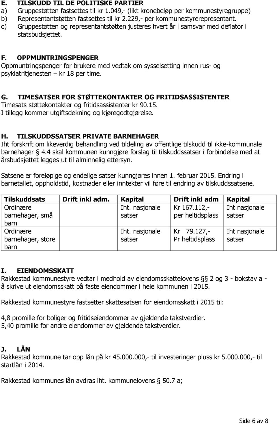 OPPMUNTRINGSPENGER Oppmuntringspenger for brukere med vedtak om sysselsetting innen rus- og psykiatritjenesten kr 18 per time. G.