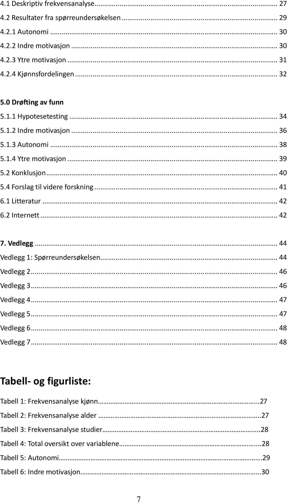 .. 42 6.2 Internett... 42 7. Vedlegg... 44 Vedlegg 1: Spørreundersøkelsen... 44 Vedlegg 2... 46 Vedlegg 3... 46 Vedlegg 4... 47 Vedlegg 5... 47 Vedlegg 6... 48 Vedlegg 7.