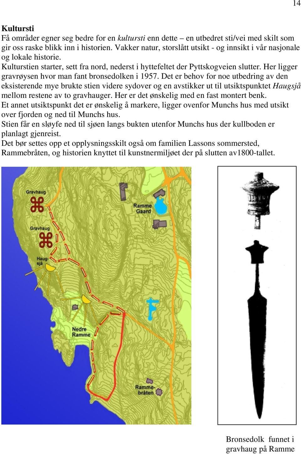 Her ligger gravrøysen hvor man fant bronsedolken i 1957.