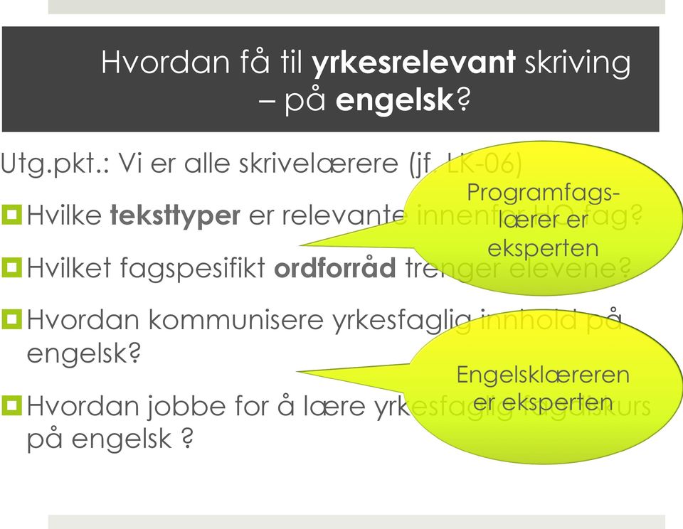 LK-06) Hvilke teksttyper er relevante innenfor HO fag?