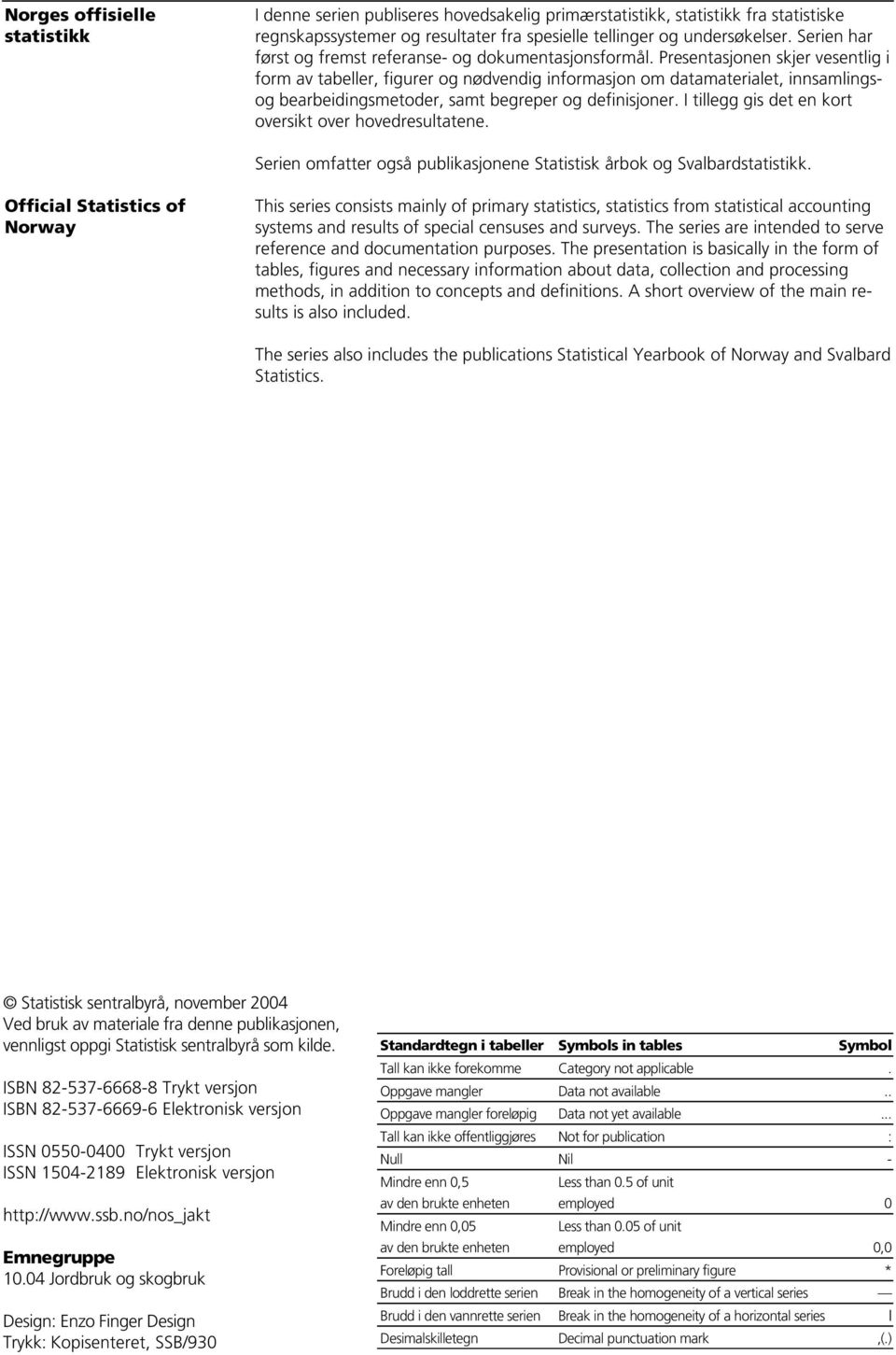 Presentasjonen skjer vesentlig i form av tabeller, figurer og nødvendig informasjon om datamaterialet, innsamlingsog bearbeidingsmetoder, samt begreper og definisjoner.