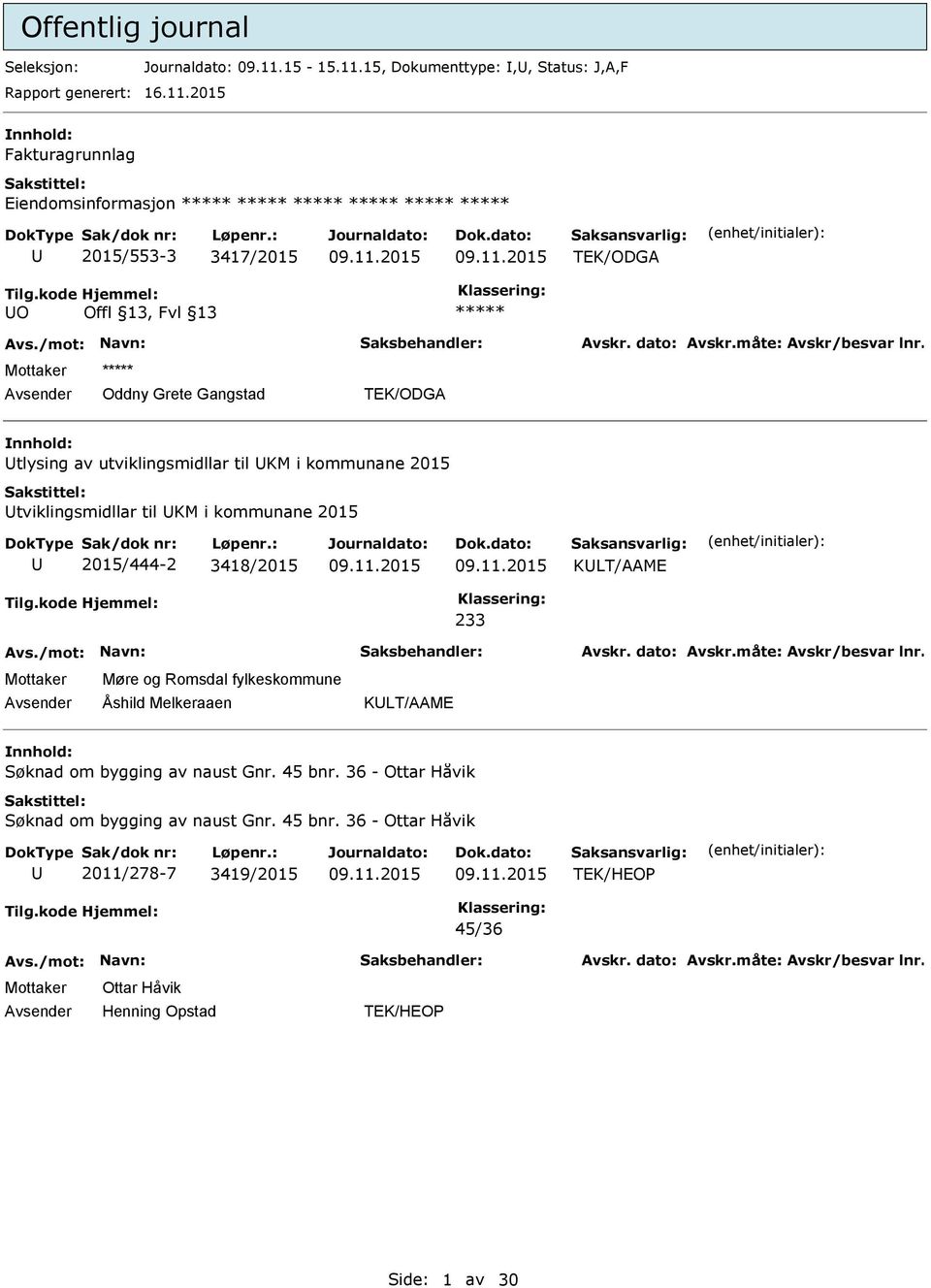 15, Dokumenttype:,, Status: J,A,F 16.11.