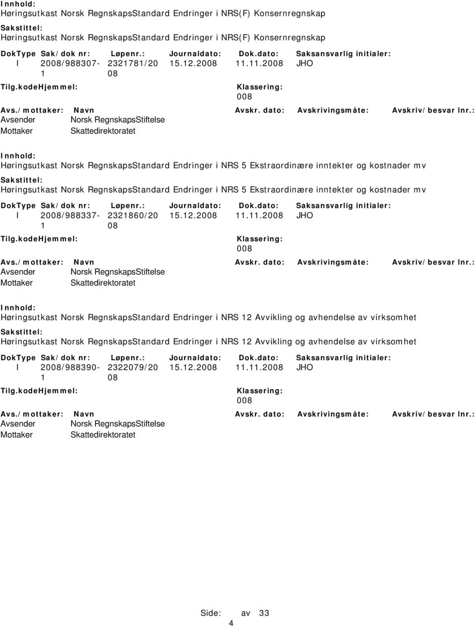 i NRS 5 Ekstraordinære inntekter og kostnader mv I 2008/988337-2321860/20 15.12.2008 11.